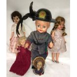 Various celluloid dolls to include a Roddy doll 27cm h, Rosebud, a boy doll in uniform and hat on