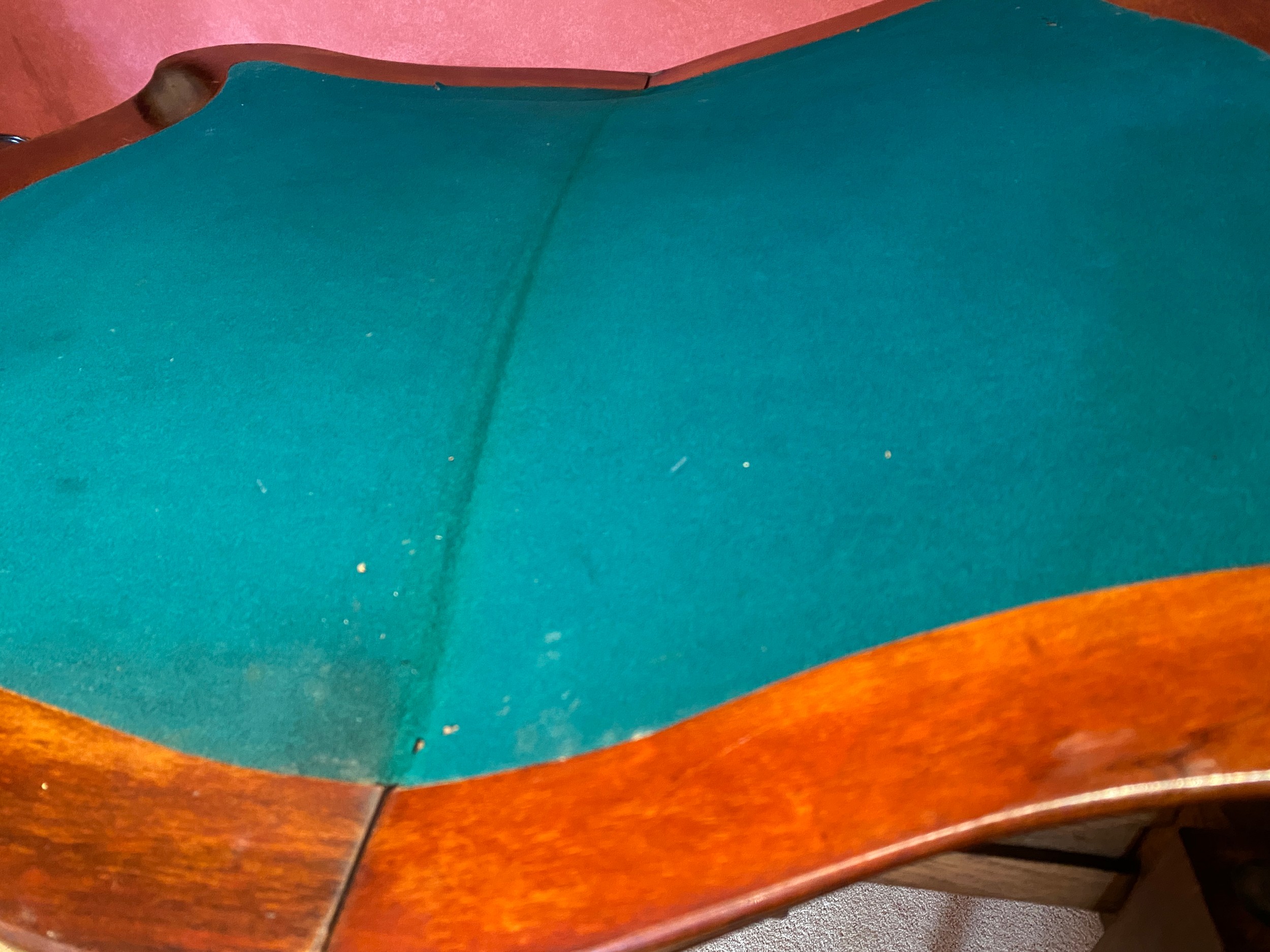 A continental mahogany carved card table with pull out drawer to support top. 82 w x 41.5 d x 77.5cm - Image 6 of 7