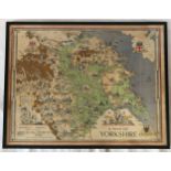 A Map of Yorkshire - a framed print from a map drawn by Estra Clark in 1949 for British Railways.
