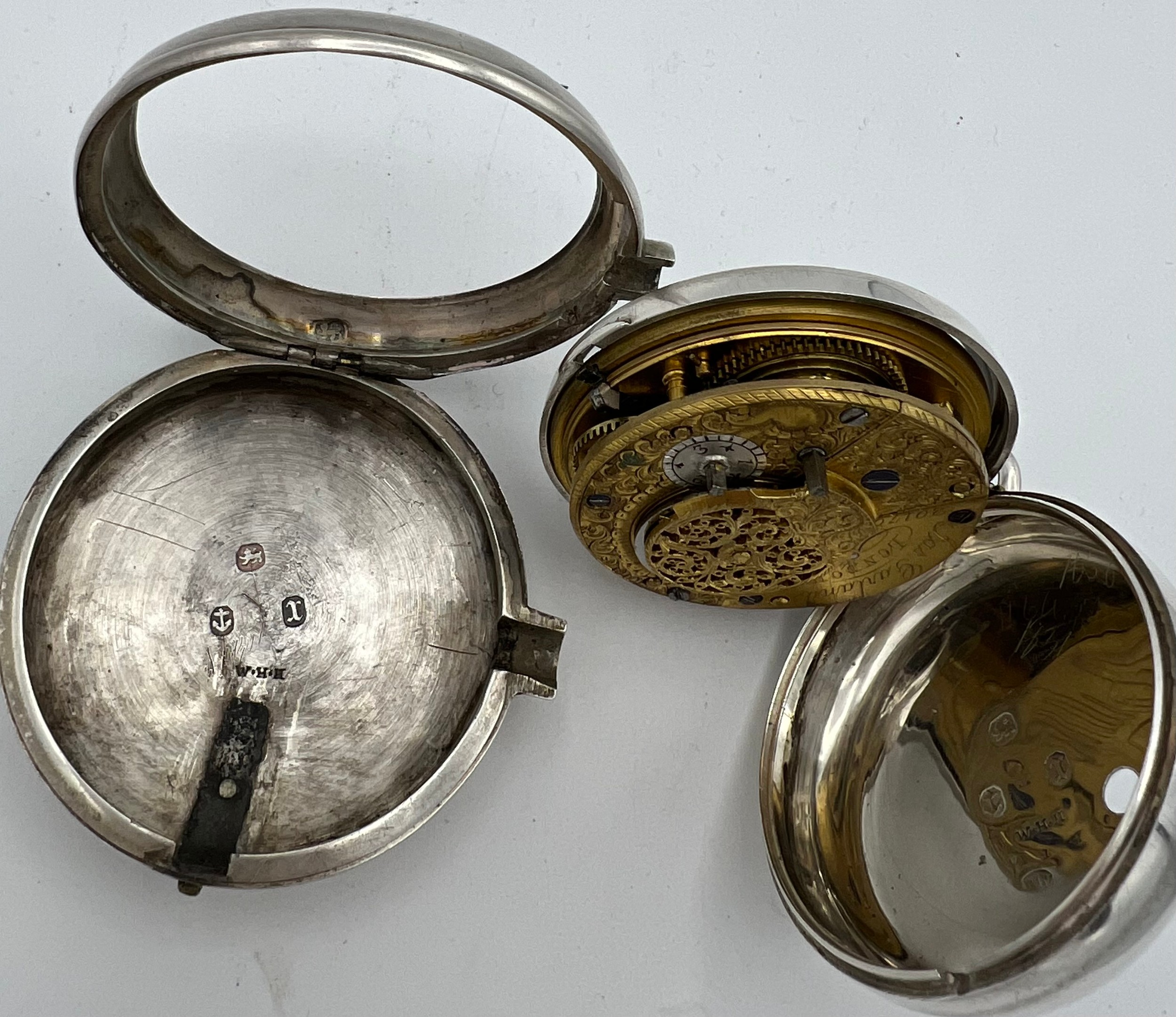 Victorian silver pair cased pocket watch, maker James Garland of London, with enamel roman numeral - Image 4 of 6