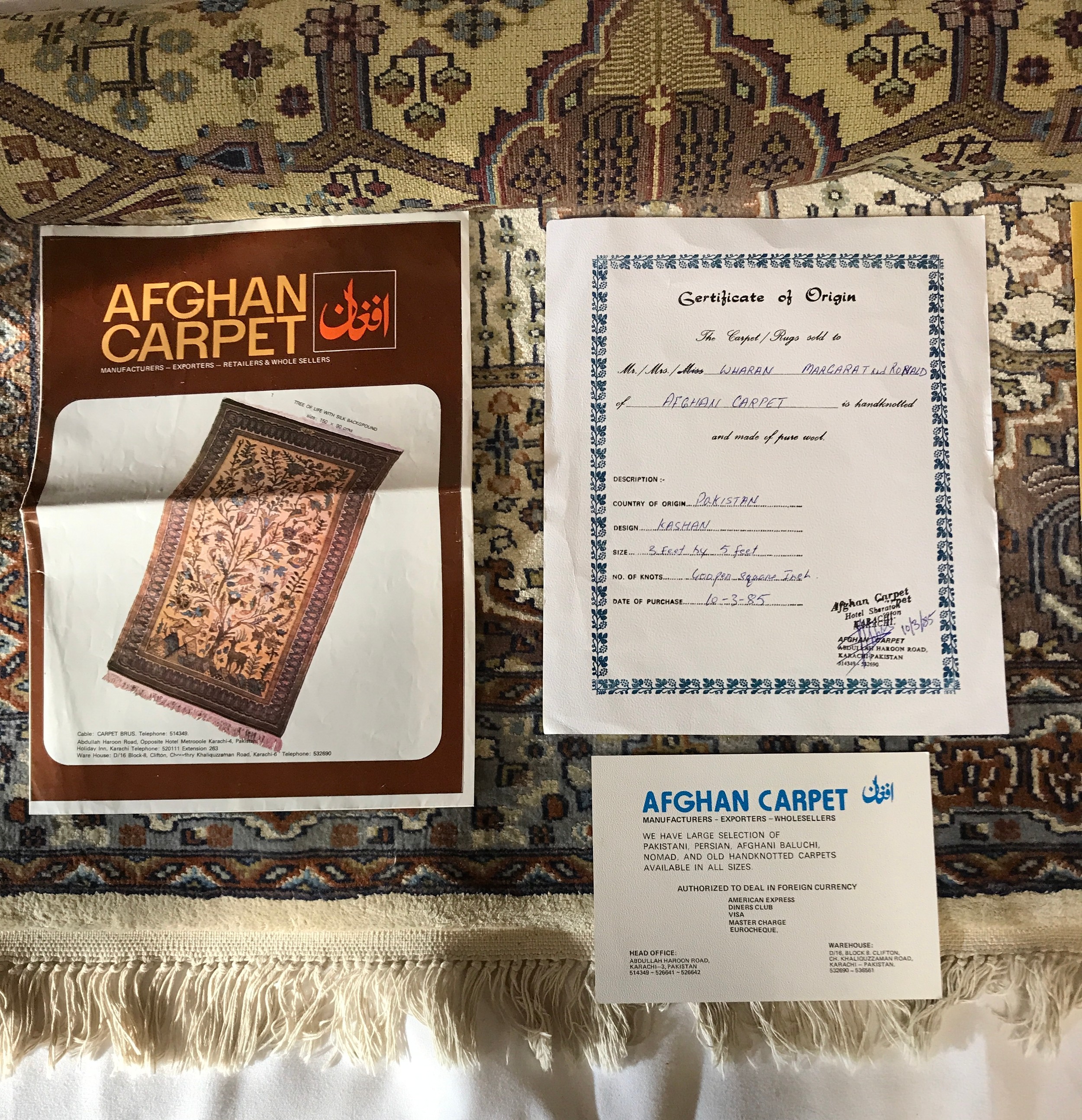 Afghan silk rug approx 160 x 98.5cm originally from Pakistan, Kashan design. Includes Certificate of - Image 6 of 6