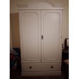 Edwardian Pine Wardrobe in original paint, measuring 216cm h x 128cm w x 55cm deep with original