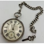 Silver pocket watch marked Chester 1892, D. Hill Kirbymoorside to dial with subsidiary seconds