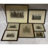 Seven varying depictions of Beverley Minster largest by image 23 x 33cm.