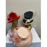 Three designer hats to include Kim Fletcher, Gwyther Snoxells and Suzanne Bettley.