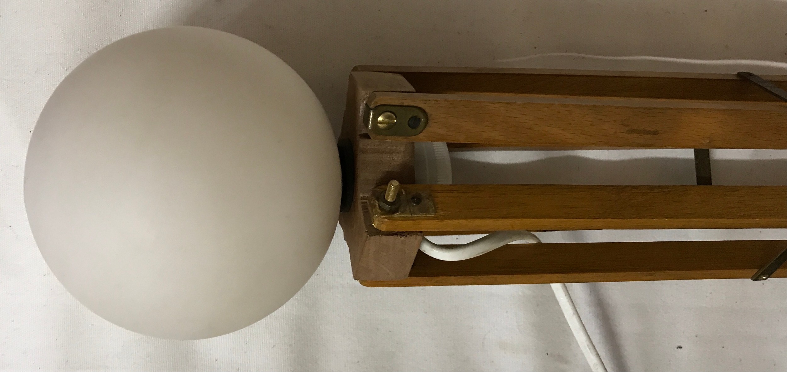 Three pieces of lighting a converted darkroom lamp with oil burner with retailer's plate for ' - Image 6 of 6