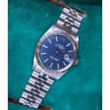 Rolex, Datejust 36, 1961.18ct white gold fluted bezel, blue dial, bought in 1967 by vendors uncle in