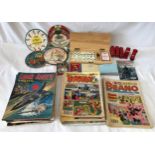 A collection of vintage magazines and newspapers to include Look and learn, The dandy, Beano and