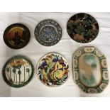 A collection of 6 various Royal Doulton plates, octagonal plate 35cm w.