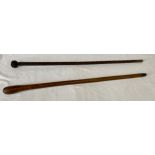A Victorian rope twist walking stick, the knot carved top above rope effect shaft, 94cm long