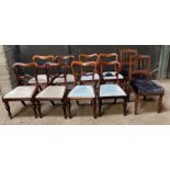 Two sets of four 19thC mahogany balloon back dining chairs together with 2 disassociated Edwardian