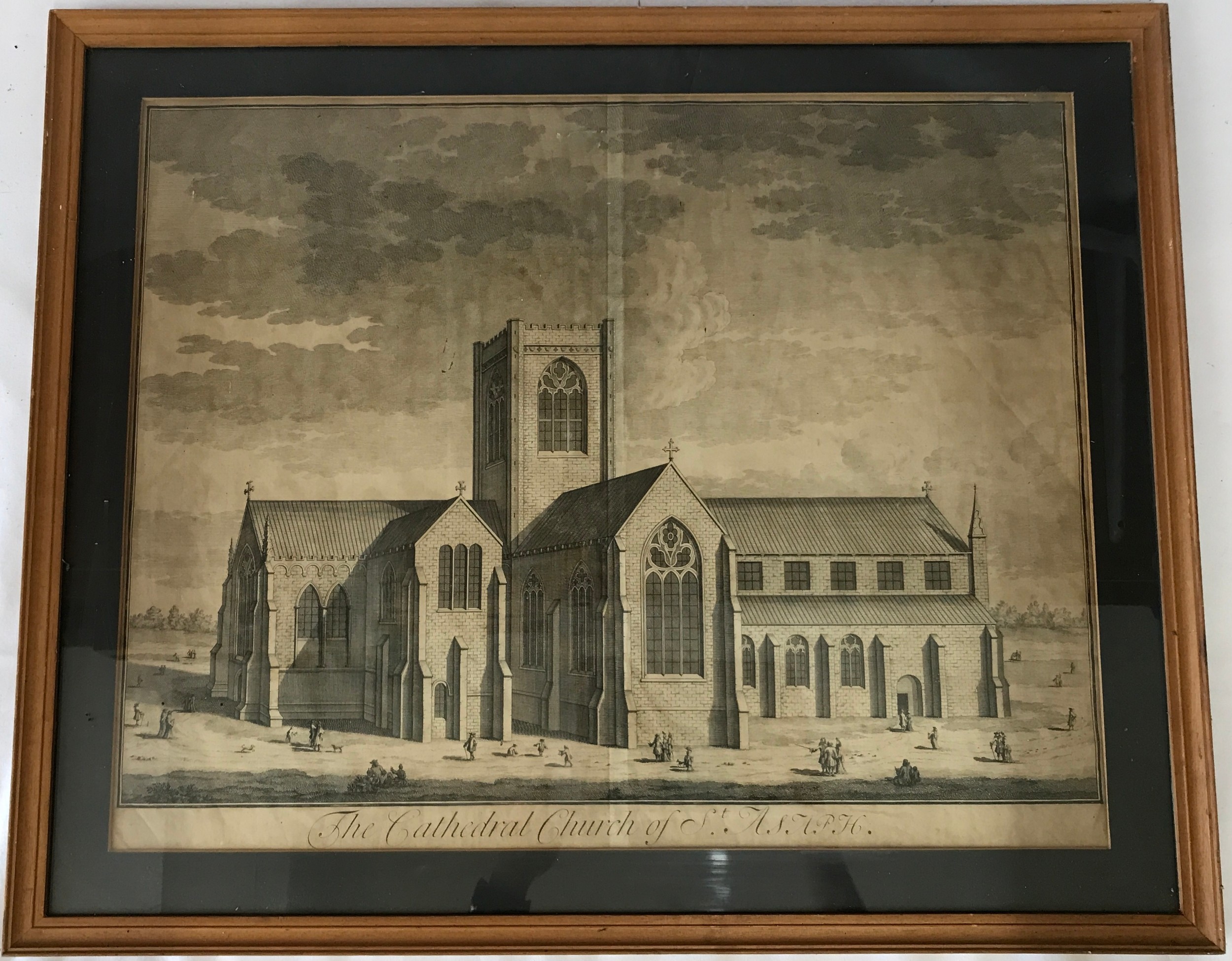 Print of the Cathedral Church of St Asaph in Denbighshire, Wales image measures 45.5 x 58cm.