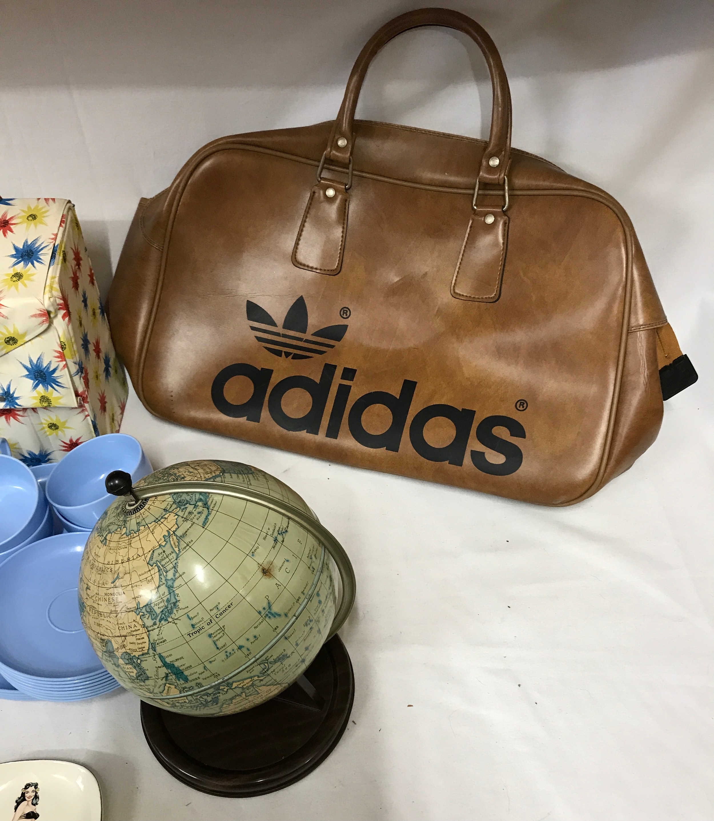 Vintage collection of Adidas carry bag, Picnic Set in plastic holdall, a Chad Valley tinplate - Image 3 of 8