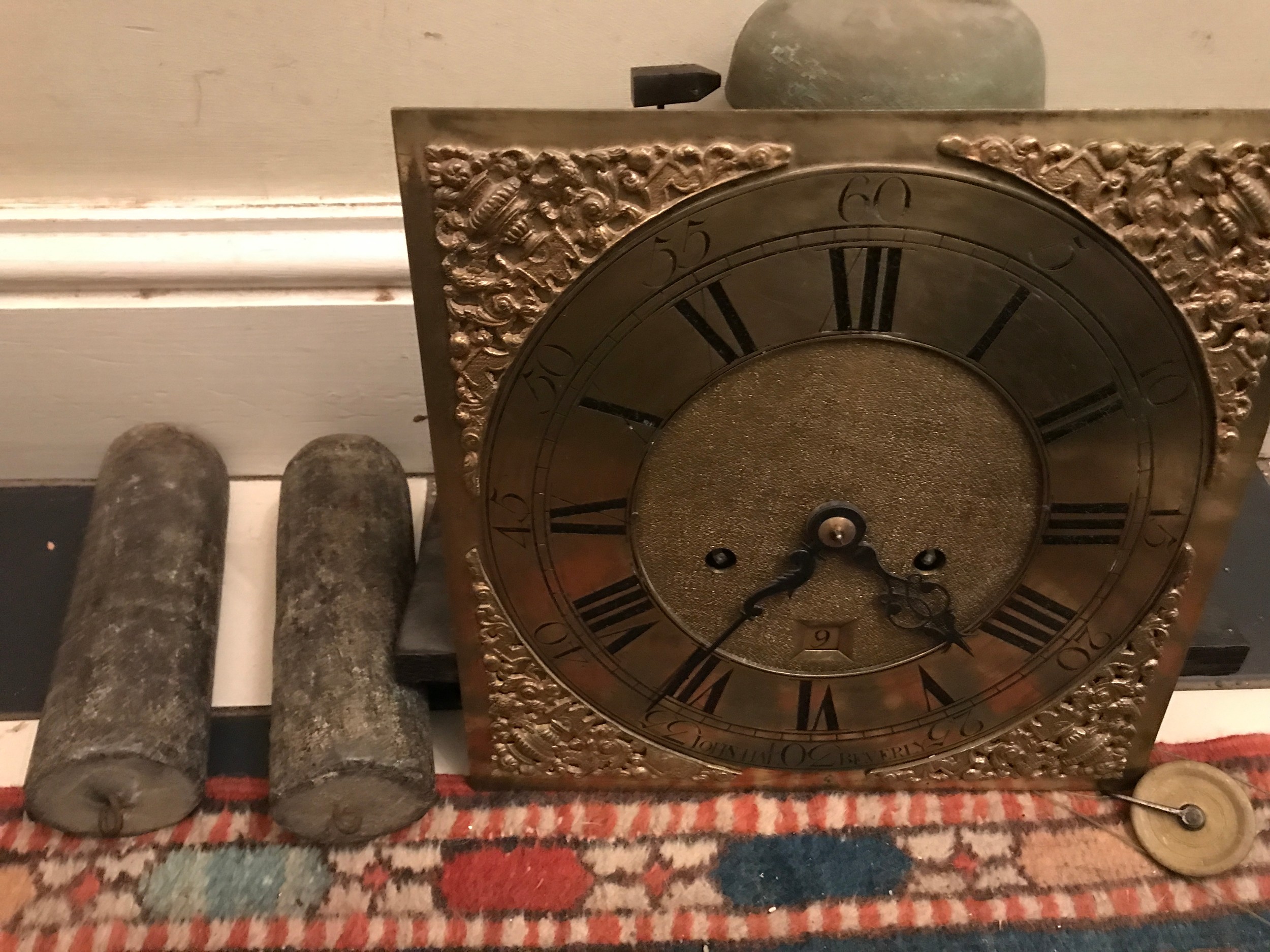 An 8 day oak longcase clock by John Hall of Beverley with brass face. 220 h x 43 w x 28cm d. - Image 6 of 12