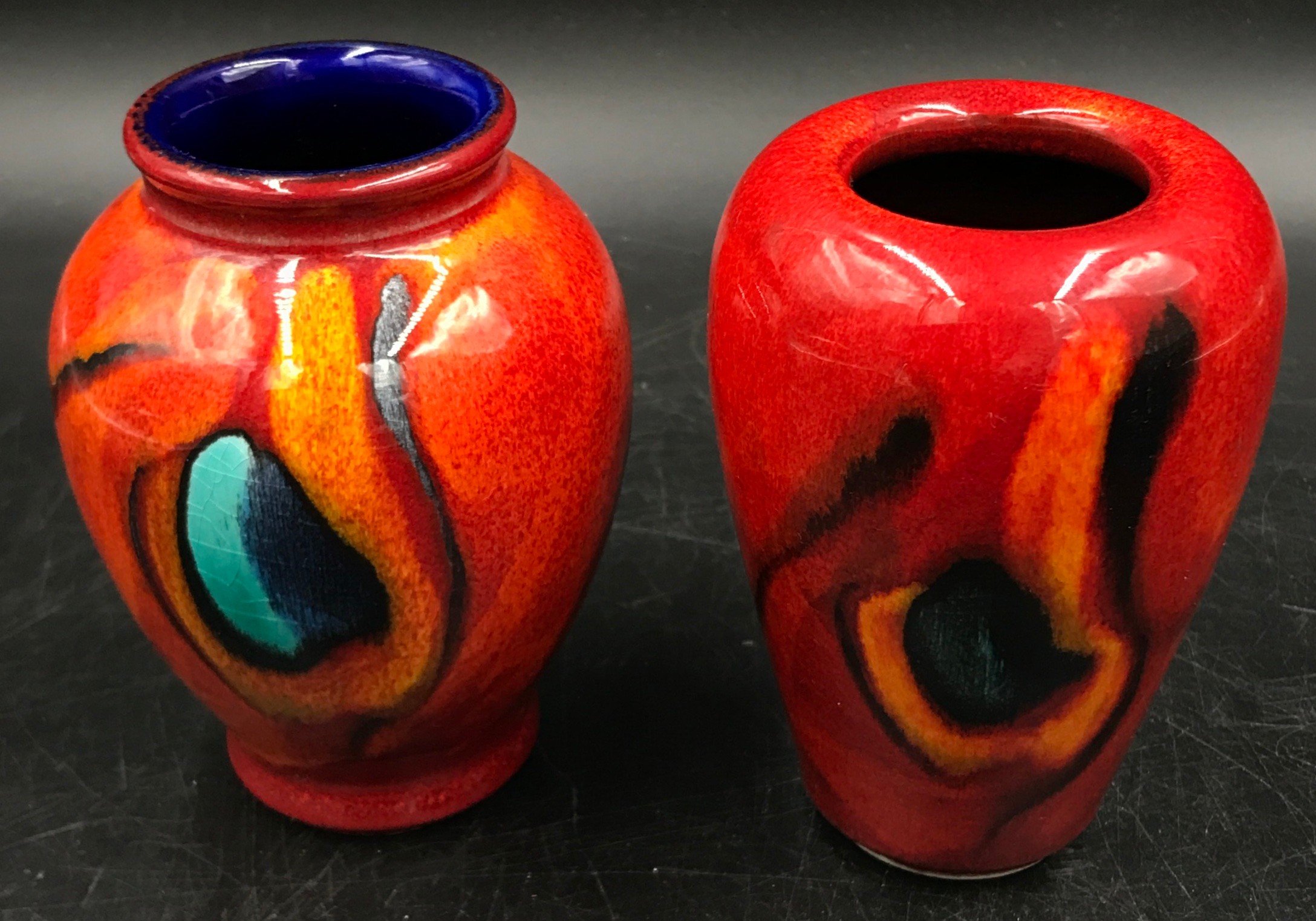 Poole pottery Volcano pattern two small vases and a large bowl 34cm diameter. - Image 3 of 4