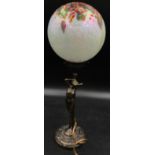 Christopher Wray art nouveau table lamp with glass globe shade and bronzed finish base of nude