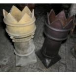 Two Crown topped chimney pots 83cm h