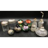 Glassware comprising 5 paperweights including 2 x St. Johns Crystal Isle of Man ,one with original