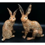 Two Winstanley brown hares, one size 6 the other size 8, both signed to base.