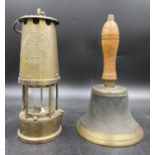 The Protector Lamp & Lighting Co. Ltd of Eccles Manchester brass miners lamp together with a