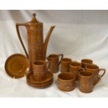 A 1970's ceramic coffee set, 'Totem' by Susan Williams-Ellis, Portmeirion pottery. Coffee pot stands