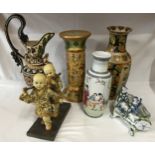 A collection of ceramics to include two vases. Largest jug standing 42cm h.