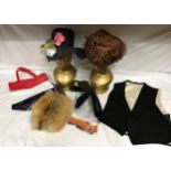 Assortment of vintage hats and costume to include: Bermona Boutique London navy hat, Louise Ette