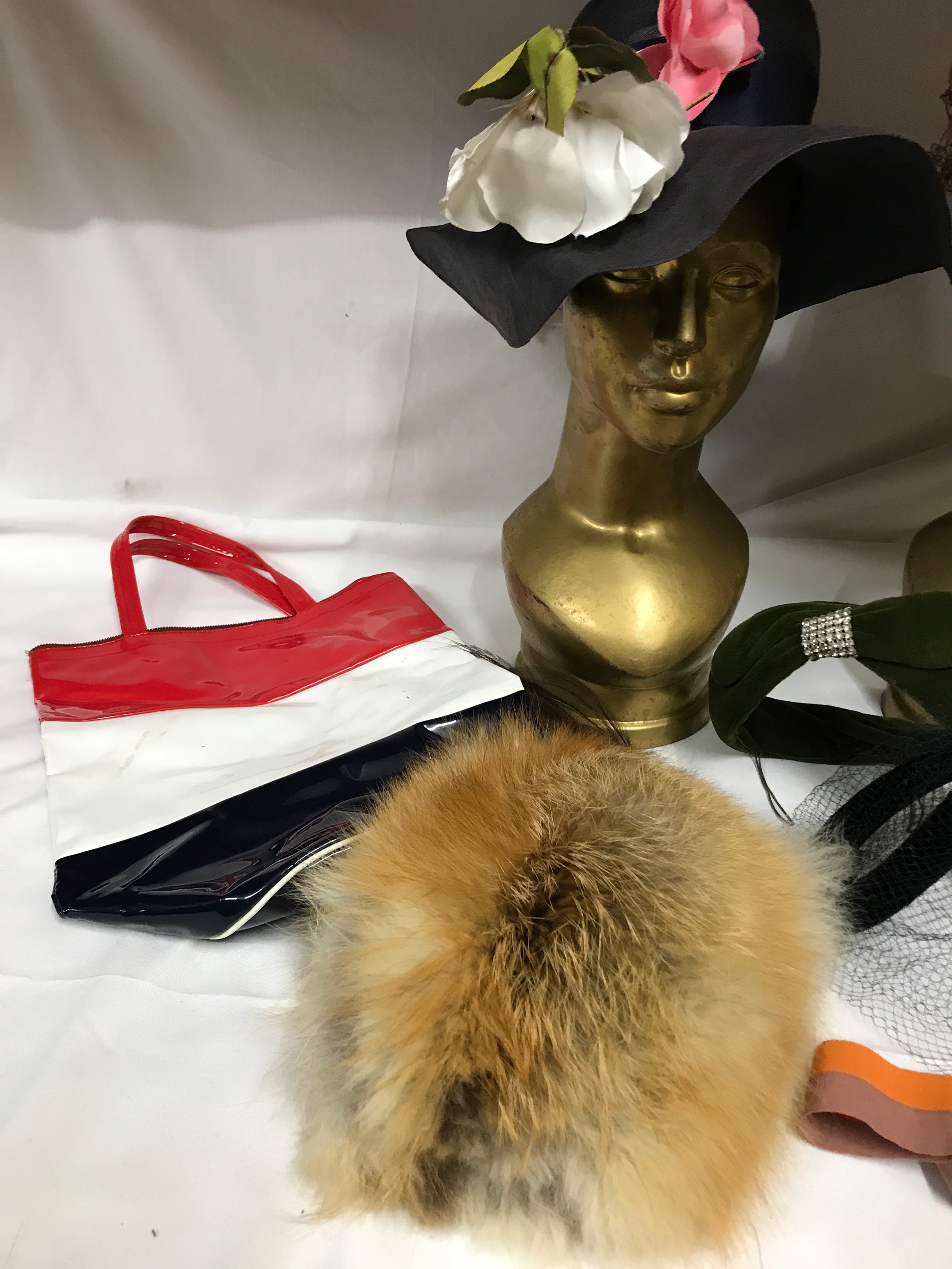 Assortment of vintage hats and costume to include: Bermona Boutique London navy hat, Louise Ette - Image 2 of 4