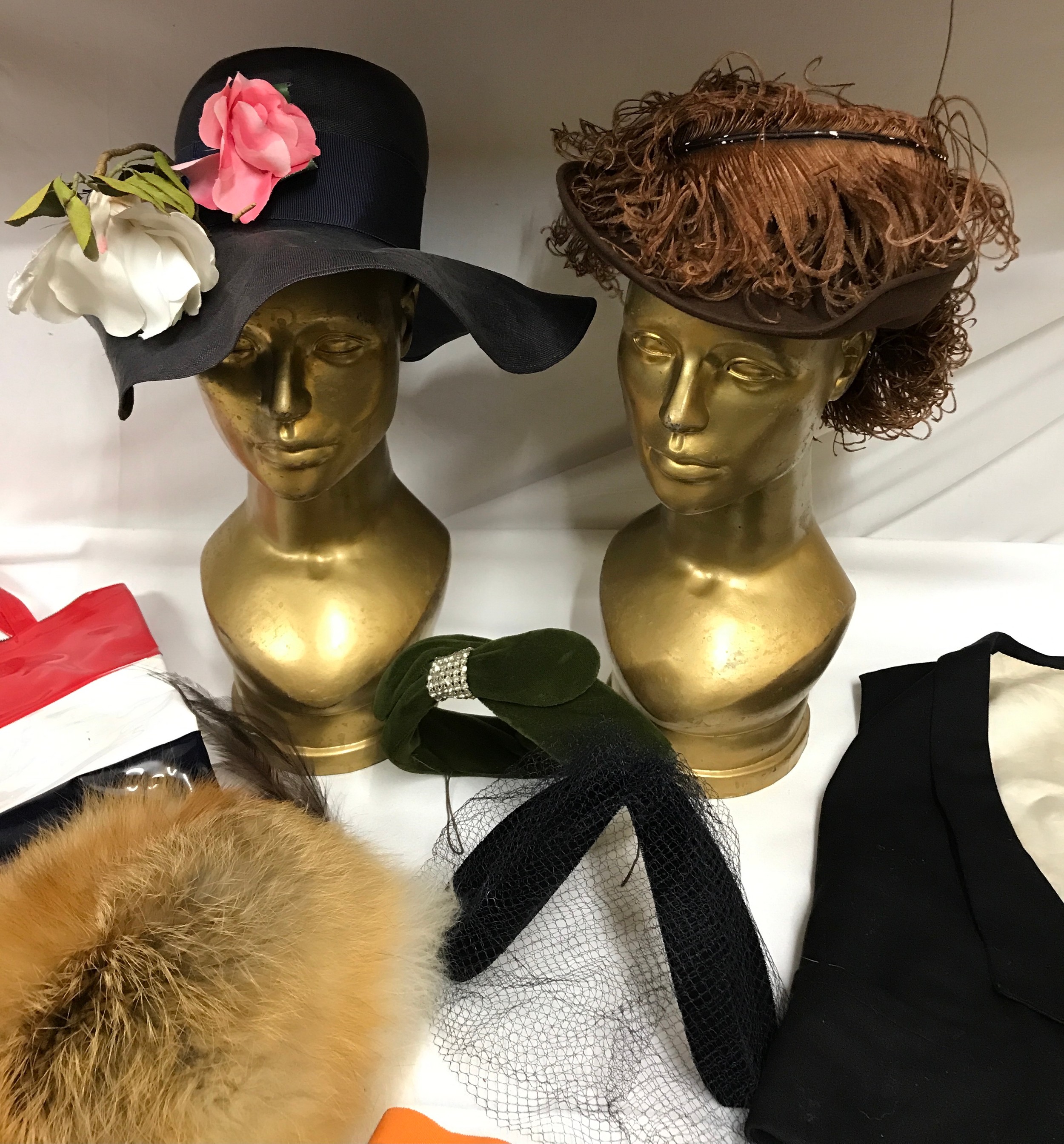 Assortment of vintage hats and costume to include: Bermona Boutique London navy hat, Louise Ette - Image 4 of 4