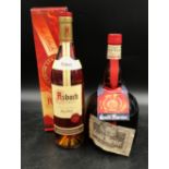 One litre Bottle of Grand Marnier and a bottle of Asbach, German Brandy with box.