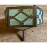 Vintage metal and opaque glass hanging light shade.