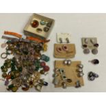 A collection of mainly vintage costume jewellery. Clip on earrings to include seven pairs of Grosse,