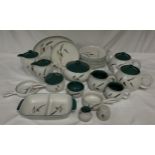 Denby "Greenwheat" pattern part dinner/tea service to include 2 teapots, 2 coffee pots (tallest