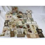 Box of 19th and early 20thC Birthday, Christmas, Greetings and Bereavement Cards.