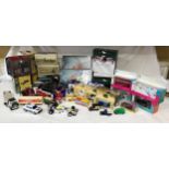 A collection of toys, some boxed, to include Tonka, Matchbox No 38 Armoured Jeep, Dinky, Britains,