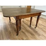 A good quality 19thC mahogany dining table with 2 extra leaves. 147 w x 130cm d. Leaves 64cm so