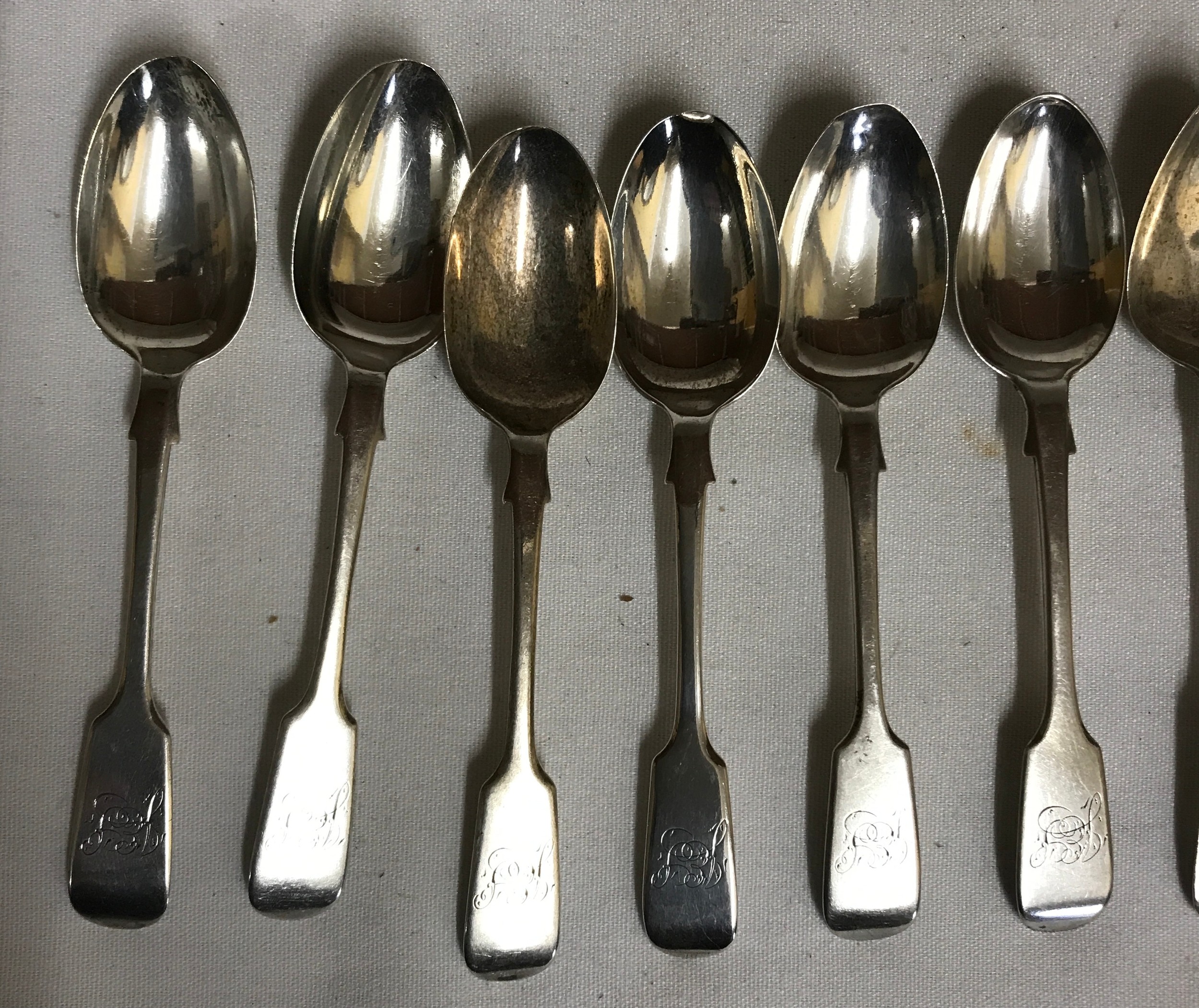 Fourteen hallmarked silver spoons to include 5 matching fiddle pattern teaspoons Exeter 1881, 3 - Image 2 of 10