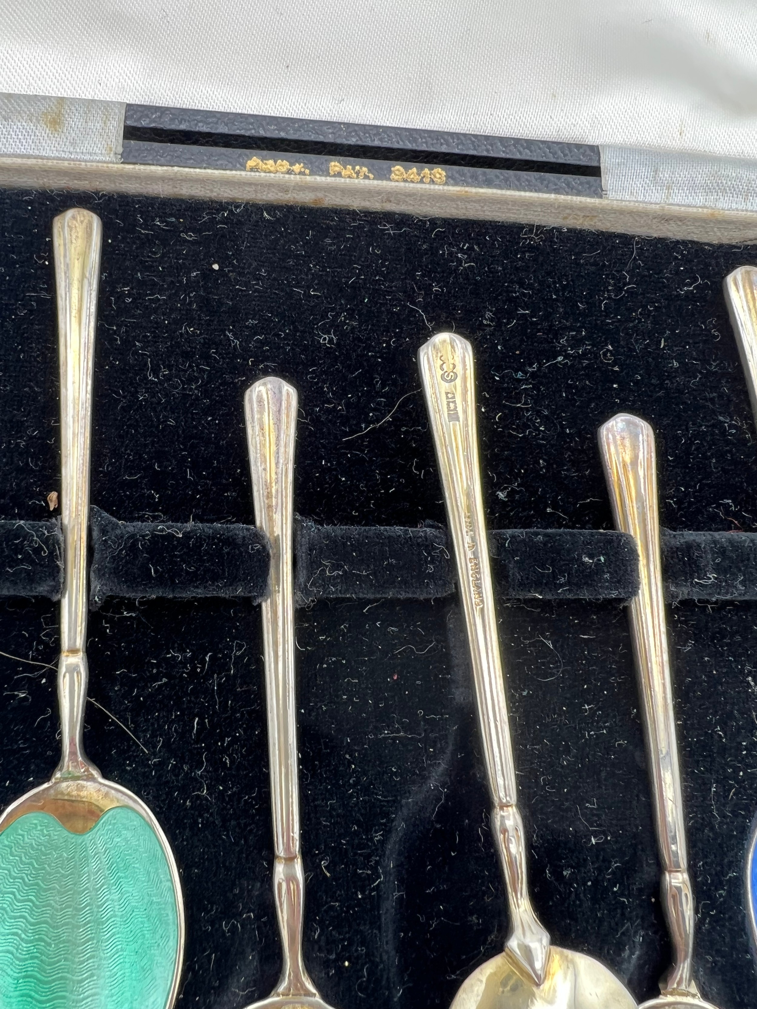 Boxed silver and enamel teaspoons. Birmingham, one 1956, maker T&S. - Image 2 of 5