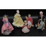 Five figurines of Royal Doulton to include "Top of the Hill", "Ninette" 22cm, "The Doctor", "