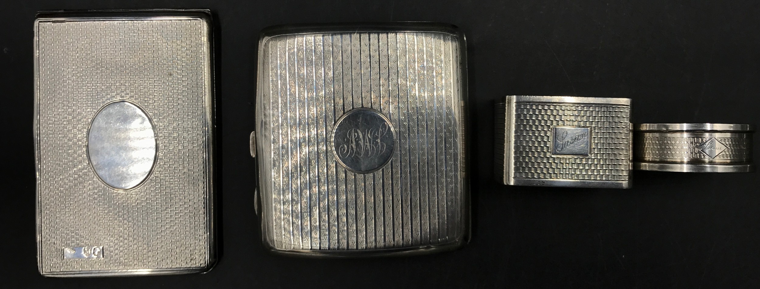 Hallmarked silver to include 2 x machine turned cigarette cases, Birmingham 1914 Clark & Sewell - Image 2 of 5