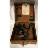 A 9 inch radius vernier 'Hezzanith' sextant by Heath navigational Ltd, London with calibration