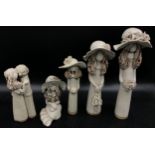 Five Veronica Ballen figures from the Faceless Ladies collection tallest standing at 32cm h.