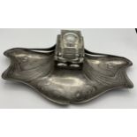 Orivit Art Nouveau pewter inkstand. 32 x16cm.