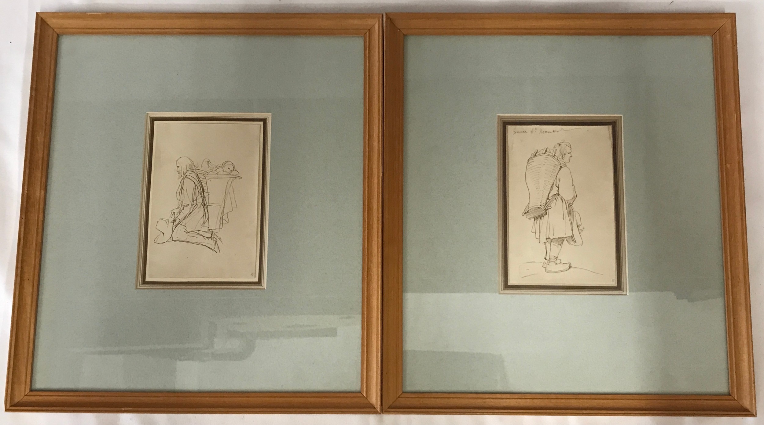 A pair of pen and ink figure sketches both attributed to Edwin Henry Landseer RA, British 1802-1873.