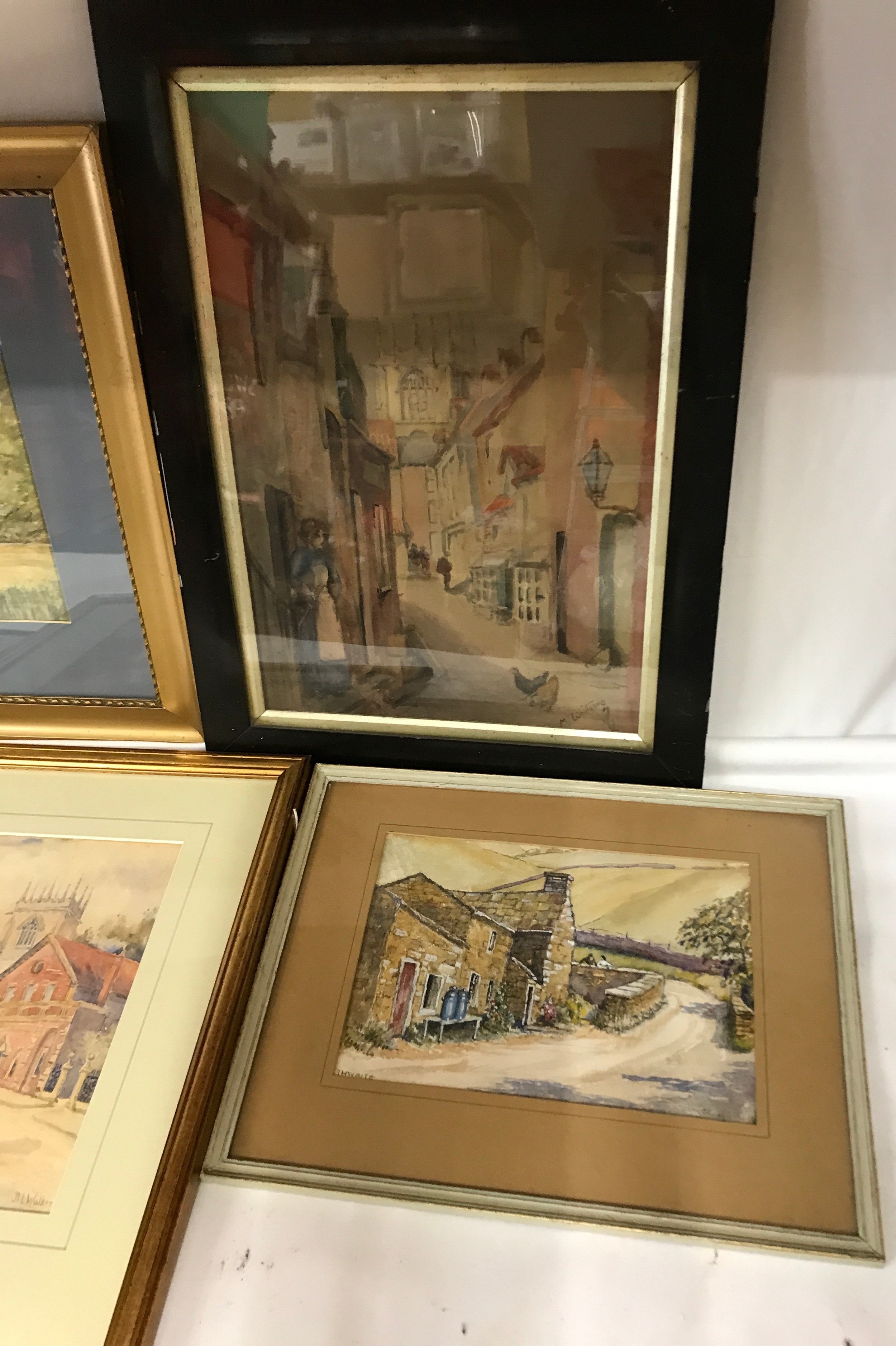 Collection of 5 watercolours to include one of Thwaite, signature indistinct, one of a street - Image 3 of 3