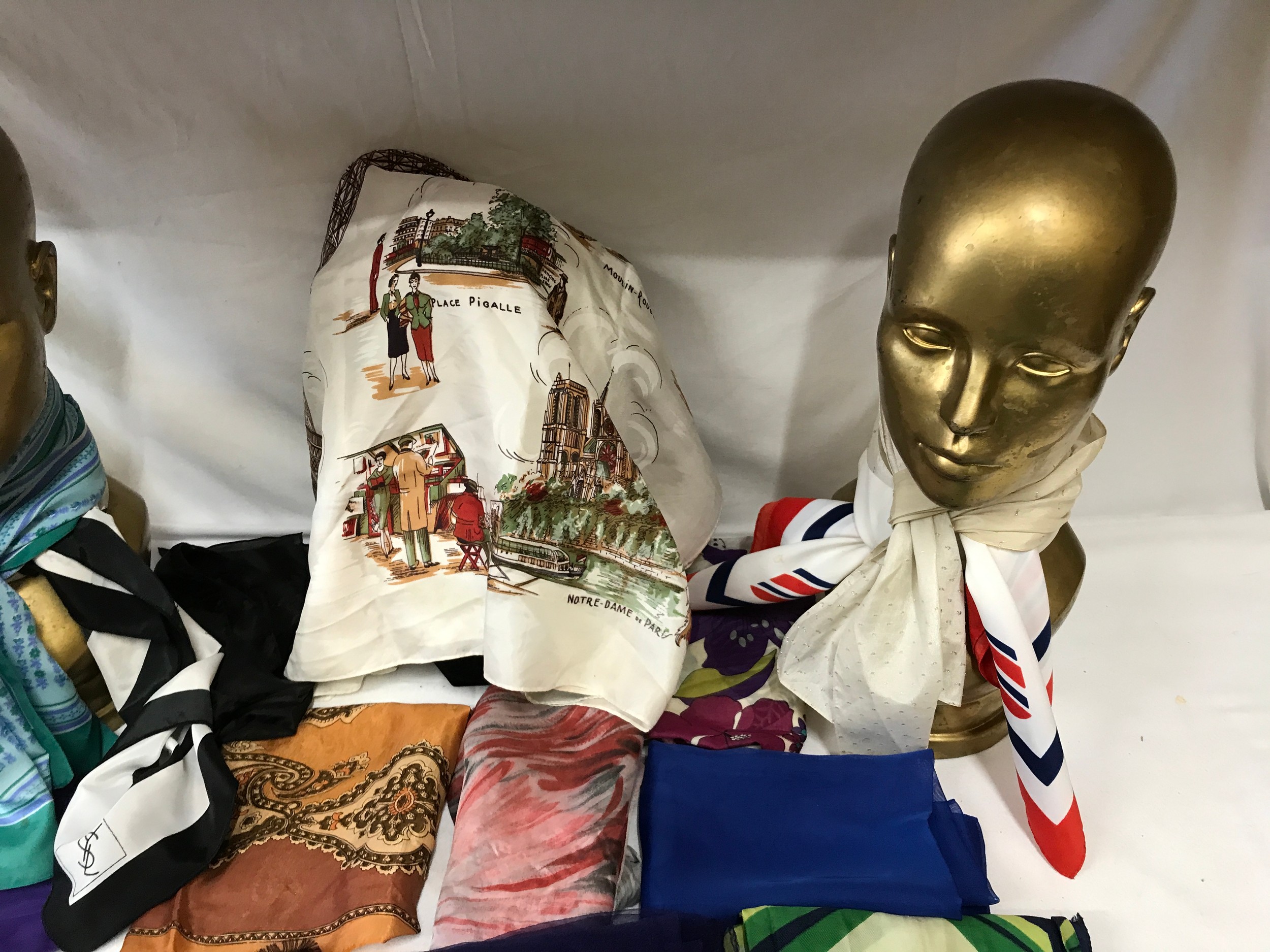 Seventeen head scarves one YSL, one Berkertex, one depicting Paris, one commemorating the Royal - Image 4 of 6