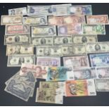 World banknotes to include German occupation notes, Zwanzig Schilling, American Dollars, Australian,