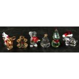 Six Swarovski glass figures comprising of mainly a Christmas theme to include: Reindeer, gingerbread