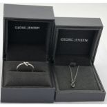 Georg Jensen jewellery to include silver ring and pendant set with black diamonds, both in