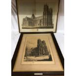 Charles Bird print of Beverley Minster published 1900 58 x 38cm along with an etching of Beverley